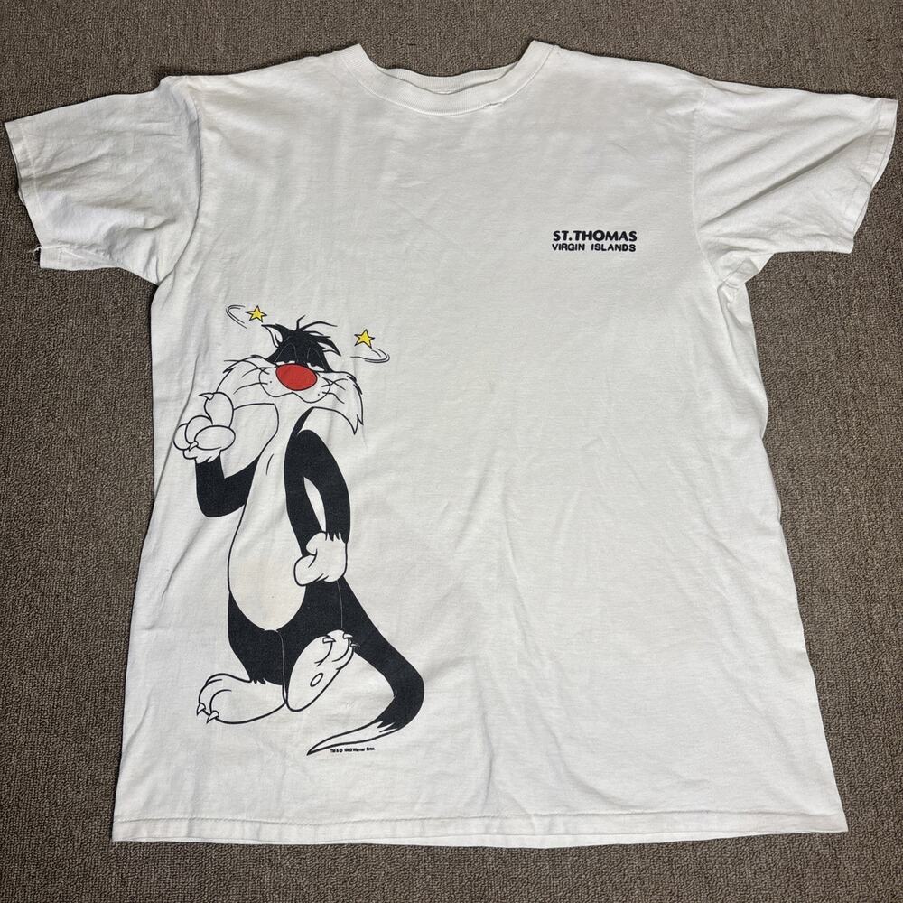 1993 Looney Tines Tweety Sylvestre Souvenir Shirt Single Stitch White XL